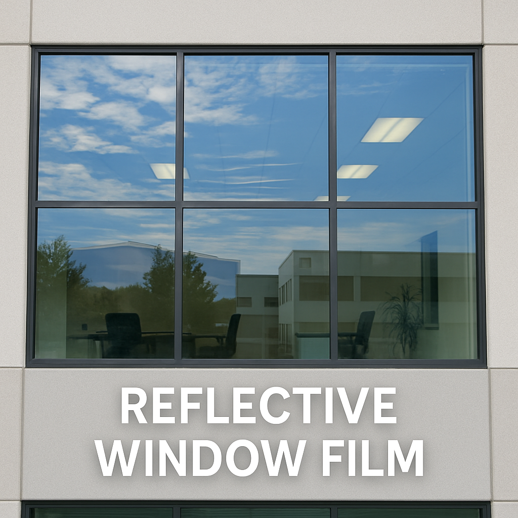Office windows with reflective window film