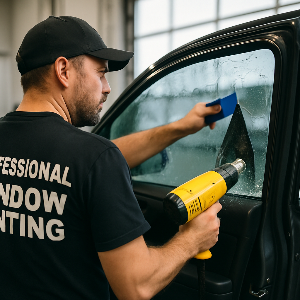 Professional window tinting service in action