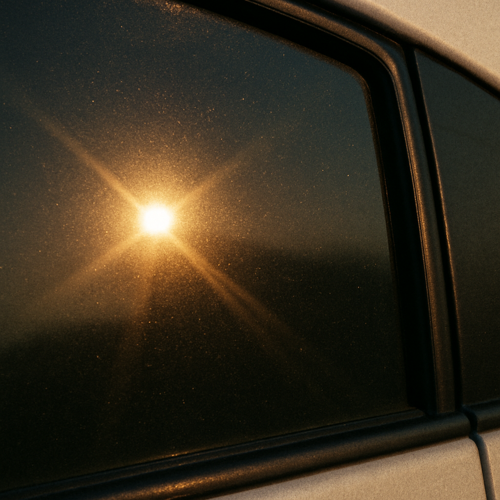 Sunlight reflecting off a tinted window