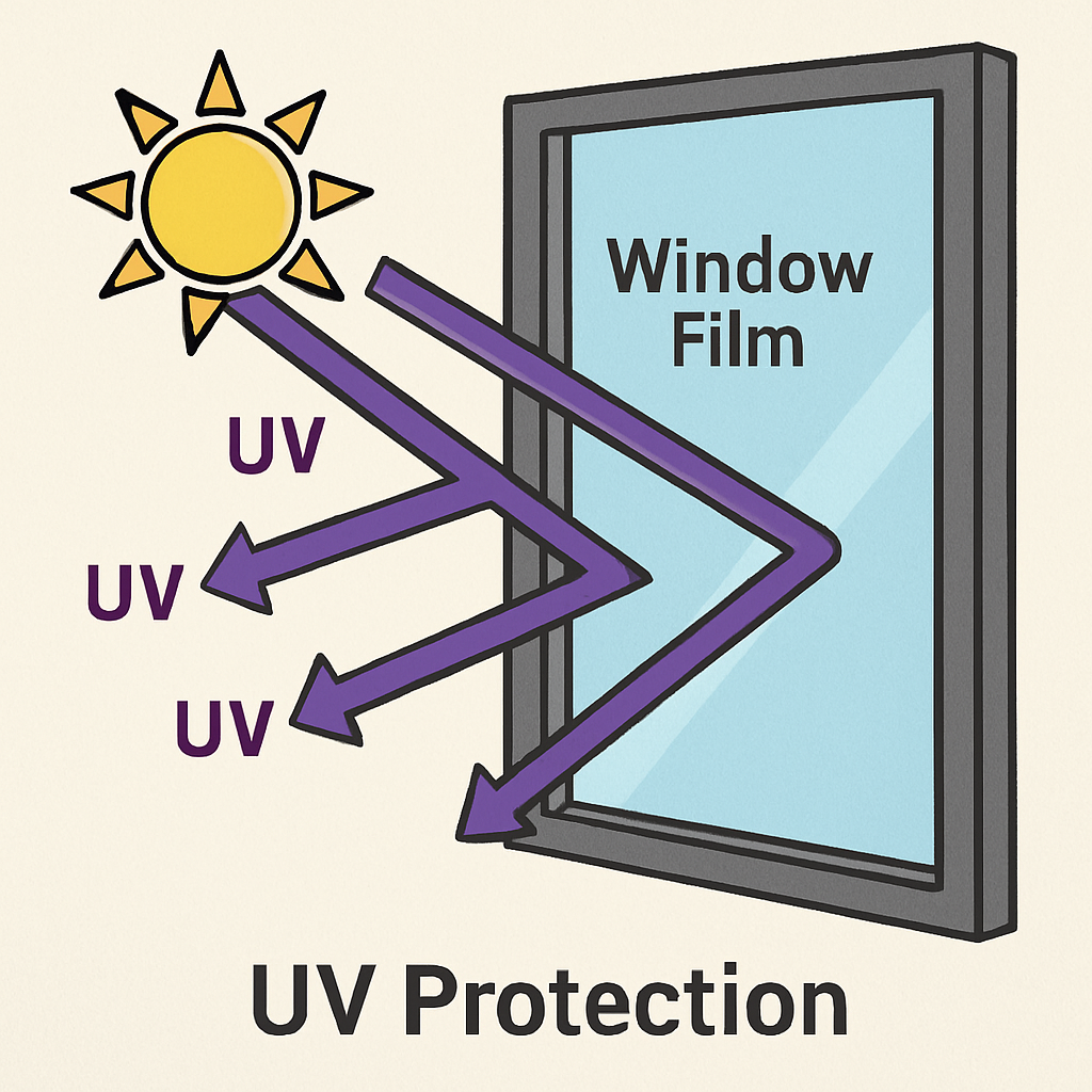 Illustration of UV protection properties of window film