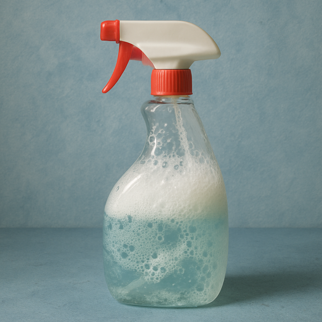 Spray bottle with soapy solution