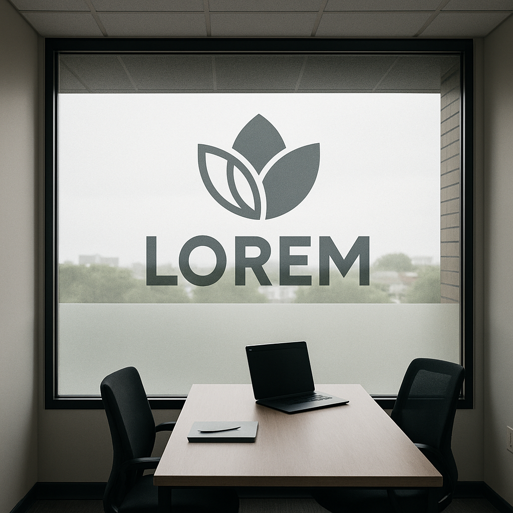 Office with branded window tinting