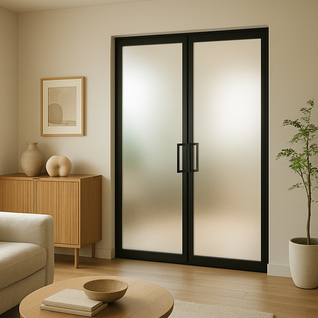Interior design with frosted glass doors